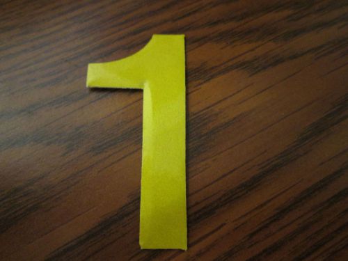 1 (One), Adhesive Fire Helmet Numbers, Lime/Yellow, Lot of 14, NEW