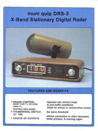 VINTAGE 1980s MUNI QUIP DRS-3 X-BAND STATIONARY RADAR DATA SHEET