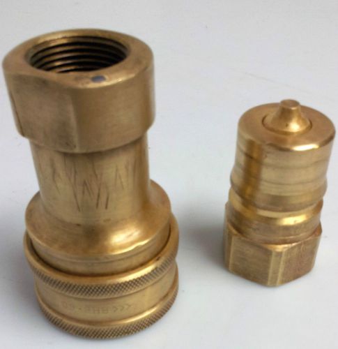 Parker bh8-60 socket &amp; bh8-61 1086 16-16 nipple 1&#034; quick hydraulic brass set for sale