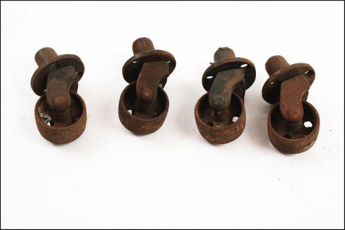 (4) vtg swivel caster wheels cast iron industrial steampunk lot set table stool for sale
