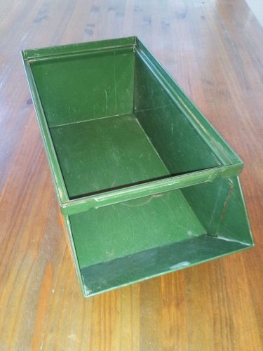 Vintage Industrial Stackable &#034;Stackbin&#034; Parts Tray Bin Military Green