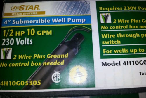 Star Water Systems 4&#034; Submersible Well Pump,10GPM- 1/2HP, 230V Model# 4H10G05305