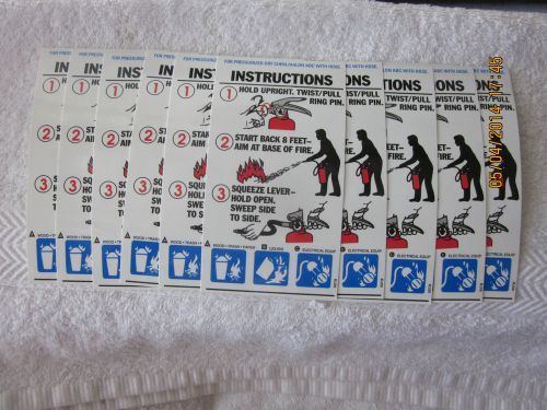 LOT OF 10..ABC FIRE EXTINGUISHER PICTORIAL OPERATING SIGN&#039;S...3&#034; X 5 1/4&#034; NEW