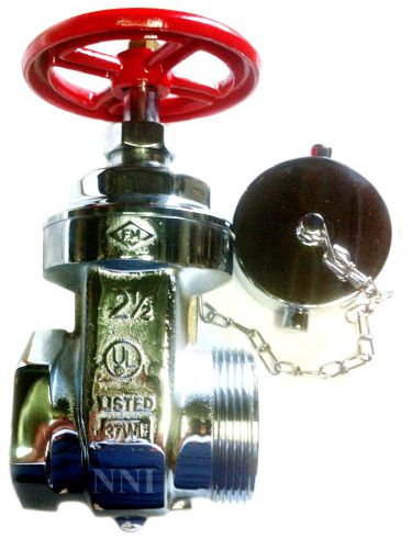 2-1/2&#034; Hydrant Gate Valve with Cap &amp; Chain - Polished Chrome