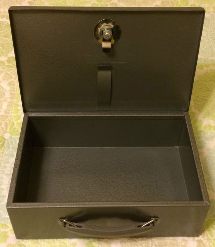 Fire-Retardant Steel Security Box  Includes  Key, Color Gray