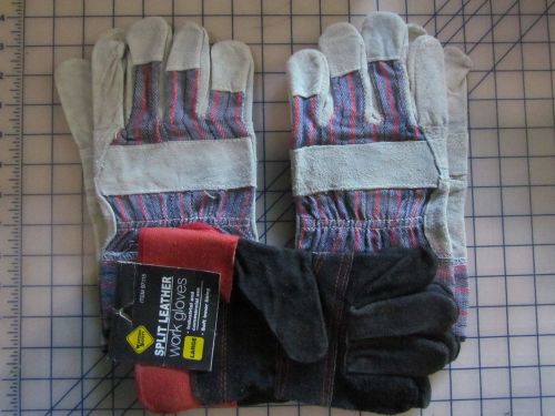 Reinforced split leather palm work glove - l  2gray 1 red total of 3 pairs for sale