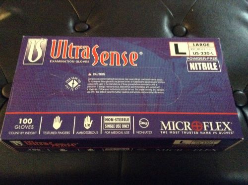 Ultra Sense powder free Nitrile gloves, size L, box of 100
