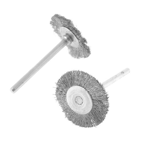 2 Pieces Black Fibre Polish Polishing Silver Tone Shank Brush Wheel 25mm