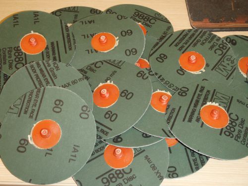 Box of 25: 3M Roloc™ Fibre Discs 988C &#034; 60 grit  4&#034; 51111-55755 !21B!