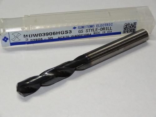 Sumitomo 25/64&#034; .3906&#034; 3xd solid carbide oil coolant-thru stub length gs-drill for sale