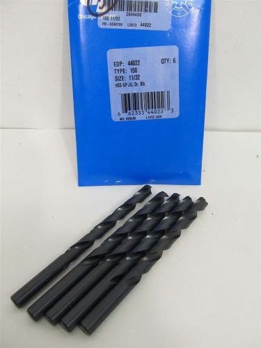 Chicago-latrobe series 150, 44022, 11/32&#034; hss, jobber length drill bits - 5 each for sale