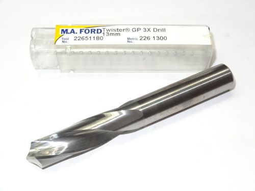 1 new m.a. ford 13mm 3xd 118° screw machine length carbide twist drill 22651180 for sale