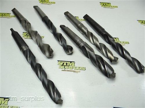 NICE LOT OF 6 HSS MORSE TAPER SHANK TWIST DRILLS 7/8&#034; TO 1-5/64&#034; WITH 3MT MORSE
