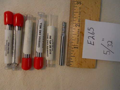 5 new 5/32&#034; diameter carbide end mills. 4 flute. 3/16&#034; shank. made in usa [e265] for sale