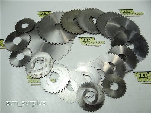 NICE LOT OF 20 HSS SLITTING &amp; SLOTTING BLADES 2-1/4&#034; TO 6&#034; WITH 7/8&#034; TO 1&#034; BORE