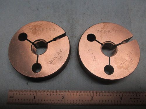 9/16 16 NS 2 THREAD RING GAGE GO NO GO .5625 P.D.&#039;S = .5219 &amp; .5174 TOOLING SHOP