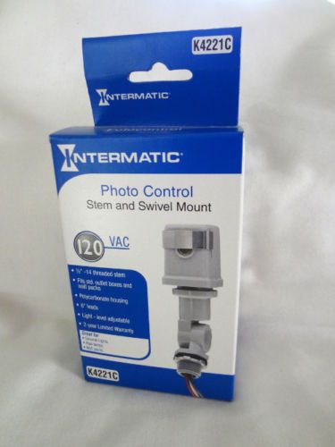 NEW INTERMATIC Photo Control Photocell Outdoor Stem &amp; Swivel Mount K4221C 120V