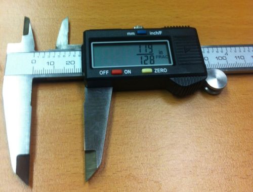 8-In Digital LCD Caliper Stainless Steel, Large LCD w/ Fractional Display