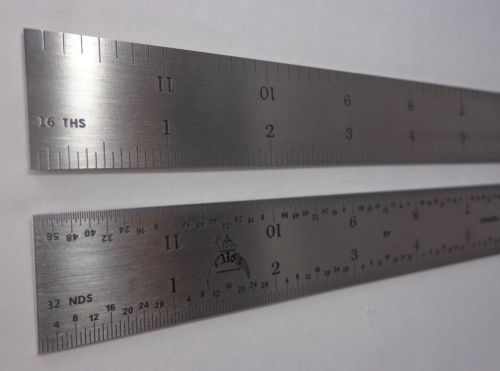 Usa pec 12&#034; rigid stainless steel 4r machinist ruler/rule 1/64, 1/32, 1/8 1/16 for sale