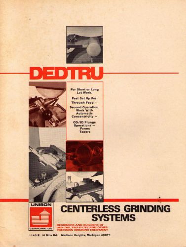 DEDTRU Centerless grinding Systems Catalog