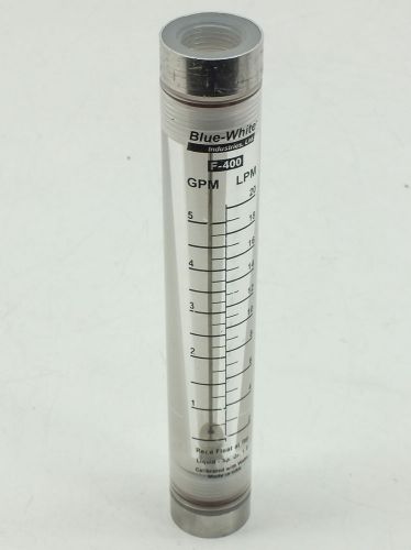 Blue-White Acrylic Variable Area Flow Meter Rod Guided Float 5 GPM (20 LPM) F-40