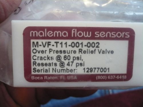 New Malema M-VF-T11-001-002 Over Pressure Relief Valve SEALED