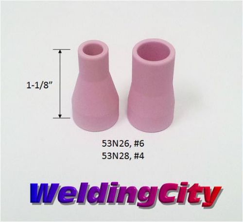 2 Long Ceramic Cups 53N26 (#6) and 53N28 (#4) for TIG Welding Torch 24/24W