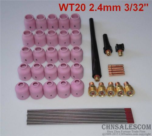 48 pcs tig welding kit gas lens for tig welding torch wp-9 wp-20 wp-25 wt 3/32&#034; for sale