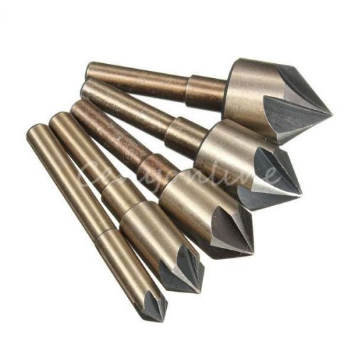 5x hss industrial countersink drill bit set 5 flute 82° angle wood metal plastic for sale