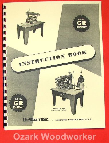 DEWALT GR Radial Arm Saw Instructions Manual 0260