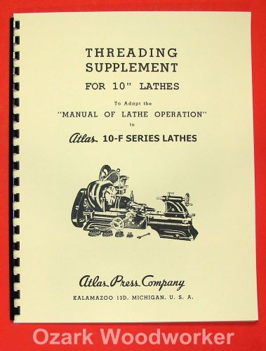 Atlas/craftsman 10-f metal lathe threading operations manual 0020 for sale