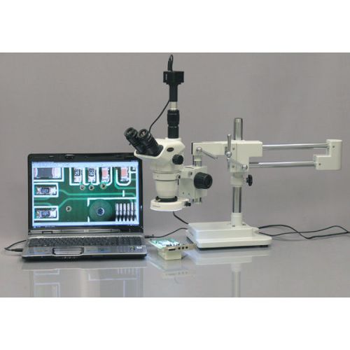 2x-45x stereo boom microscope 80 led light + 3mp camera for sale