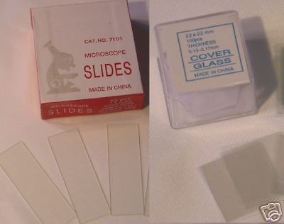 Blank microscope set 72 slides 100 cover glass slips 22*22 clear square New