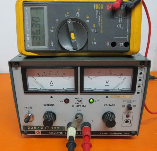 Kikusui electronics regulated dc power supply pad 35-10l 0-35v 10 amp 110vac for sale