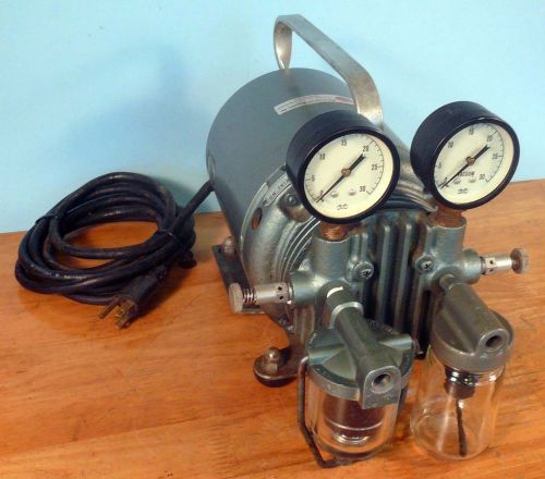MACALASTER BICKNELL VACUUM PUMP + OILER + FILTER 1/6 HP 28+ In Hg FINE CONDITION