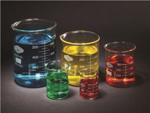 Set of 5 Graduated Glass Beakers: 50mL-1000mL