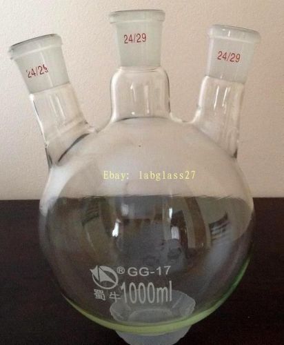 Flask 1000ML  Flask, Round Bottom, Three Necks,Oblique, Grinded 24/29 24/29