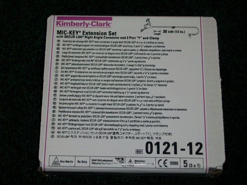 Unopened box of 5 MIC-KEY extension sets right angle w/cath tip Ref 0121-12