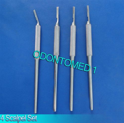 Set Of 4 Assorted Round Surgical Scalpel Blade Handles  Instruments