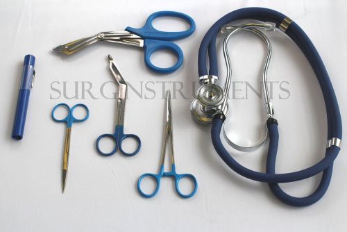 6 piece blue paramedic set - diagnostic emt nursing ems emergency sprague for sale