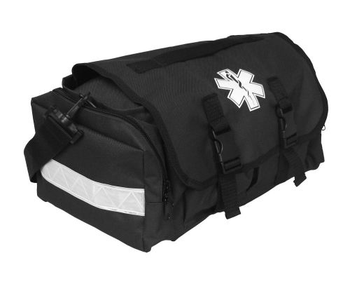 First responder emt paramedic on call trauma bag w/ reflectors- black 17&#034;x7x10&#034; for sale