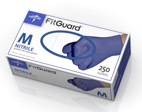 Medline FITGUARD 500 Latex Powder-Free Nitrile Exam Gloves,Blue, Medium, 2 cases
