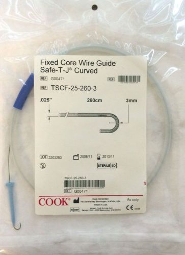 COOK Fixed Core Wire Guide Safe-T-J Curved   .025&#034; X 260cm X 3mm   REF: G00471