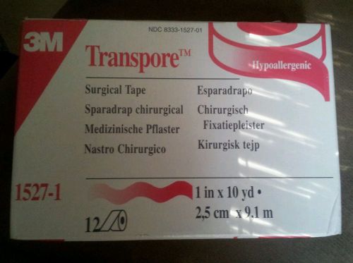 1 Box Of 12 Rolls 3M Transpore Clear Surgical Tape 1 in X 10 yds, 1527-1
