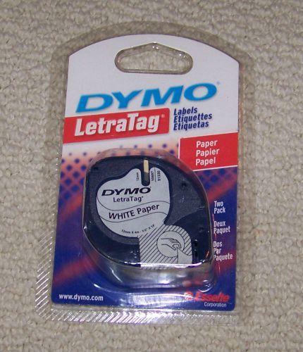 Dymo LetraTag Labelmaker Labels White Paper Two Pack 1/2&#034; x 13&#039;