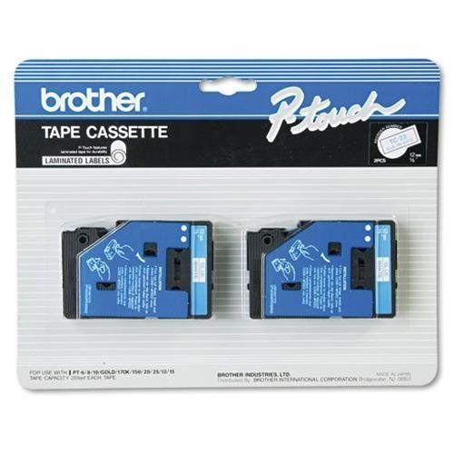 Brother tc laminated tape cartridge - 0.5&#034; x 25&#039; - 2 - blue, blue (tc22) for sale