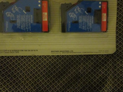 2Pk Brother P-Touch TC-21 Red/White Label Tape 1/2&#034;X25&#039;
