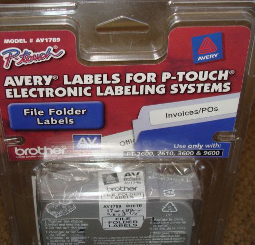 P-touch avery labels 5/8&#034; x 3-1/2&#034; 50 labels/cassette #av1789 for file folders for sale