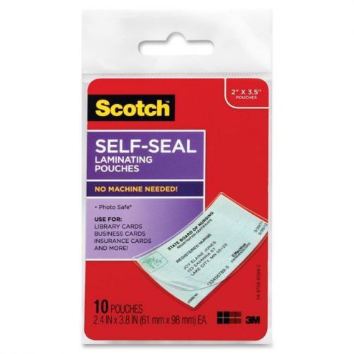 SCOTCH (3M) SELF-SEALING LAMINATING POUCHES FOR BUSINESS CARD, ID - QUANTITY  10