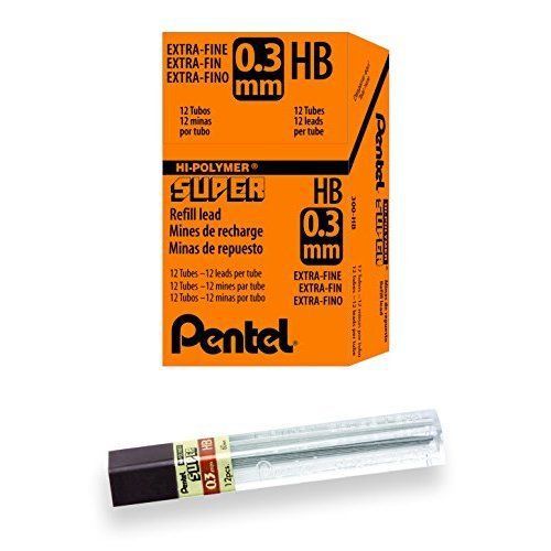Pentel Refill Lead Extra-strong Hi-polymer in Tube of 12 x HB 0.3mm Ref 300-HB [